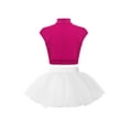 thumbnail image 2 of inlzdz Shiny Ballet Leotards for Girls Gymnastics Outfit Ballerina Tutu Dancer Outfits Skirts Set Hot Pink&White 10, 2 of 5