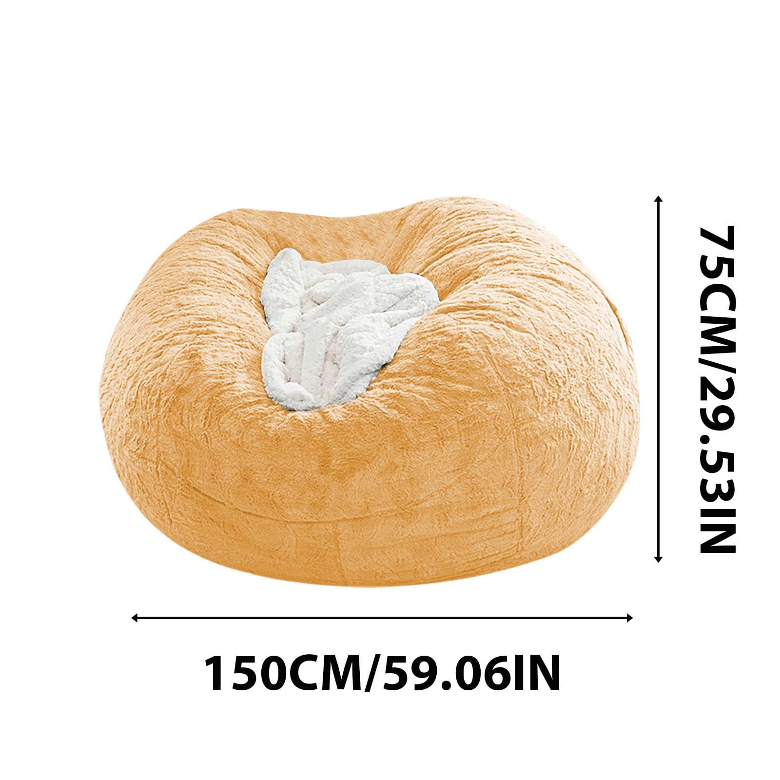 XEOVHV Giant Fur Bean Bag Chair Cover for Kids Adults, Living Room Furniture Big Round Soft Fluffy Faux Fur Beanbag Lazy Sofa Bed Cover(Cover only, No Filler, Yellow, 6FT)