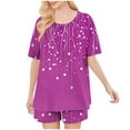 thumbnail image 2 of Fewfanhot Women's Ultra-Soft Pajama Set - Round Neck Cute Printed Short Sleeve Pajamas & Short Pant, Ideal for Home and Family Gatherings, 2 of 6