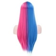 thumbnail image 3 of SUCS Brazilian Virgin Hair Full Lace Cap Band Human Hair Wigs For Black Women Fashion Sexy Wig Half Blue & Half Pink Synthe(2Pack), 3 of 4