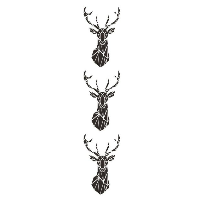 Maytalsory Wide Application Of 3D Mirror Deer Wall Stickers For Versatile Usage 3D Deer Head Mirror Wall Sticker Acrylic Decorative black L 3Set