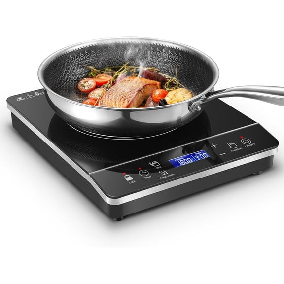 Portable Induction Cooktop Burner, 1800W Induction Hot Plate with LCD Touch, 20 Cooking Modes & 3-Hour Timer, Child Safety Lock & Auto Shutoff, ETL Certified Electric Stove for Home, Dorm, RV