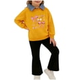 thumbnail image 5 of DAETIROS Kids Girls Matching Set Bow Print Sweatshirt & Flare Pants Soft Casual 2 Piece Playwear Outfit Mustard Yellow Sizes 2T-8,Size 2-3 T, 5 of 8