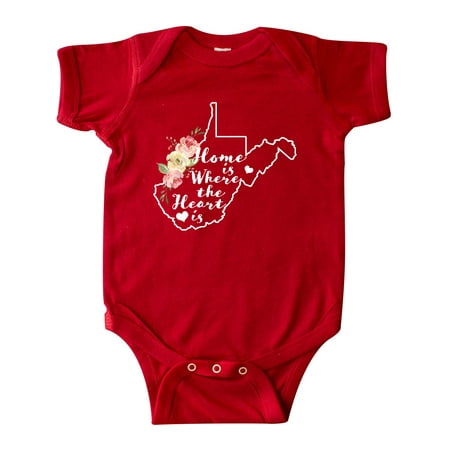 

Inktastic West Virginia Home is Where The Heart is with Watercolor Floral Gift Baby Girl Bodysuit