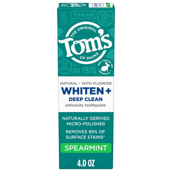 Tom’s of Maine Whiten Plus Deep Clean Natural Whitening Toothpaste with Fluoride, 4.0 oz