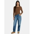 thumbnail image 2 of Time and Tru Women's Ribbed Henley Shirt with Long Sleeves, Sizes XS-XXXL, 2 of 5