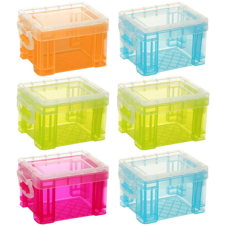 Ycnpeatt 6 Pack Mini Storage Boxes Plastic Storage Box Organiser Box with Lid Small Storage Bin Box