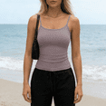thumbnail image 5 of Nestiefly Women's Basic Tank Tops Adjustable Spaghetti Strap Camisole Slim Fit Summer Going Out Cami Tops 2026 Coffee XS, 5 of 5