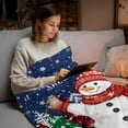 thumbnail image 5 of Let Snow Words on Blue Throw Blanket Flannel Fleece Throws, Red Green Xmas Trees Snowman Bird Lightweight Super Soft Warm Blankets for Couch Sofa Bed All Season Use, 50x60 in, 5 of 9