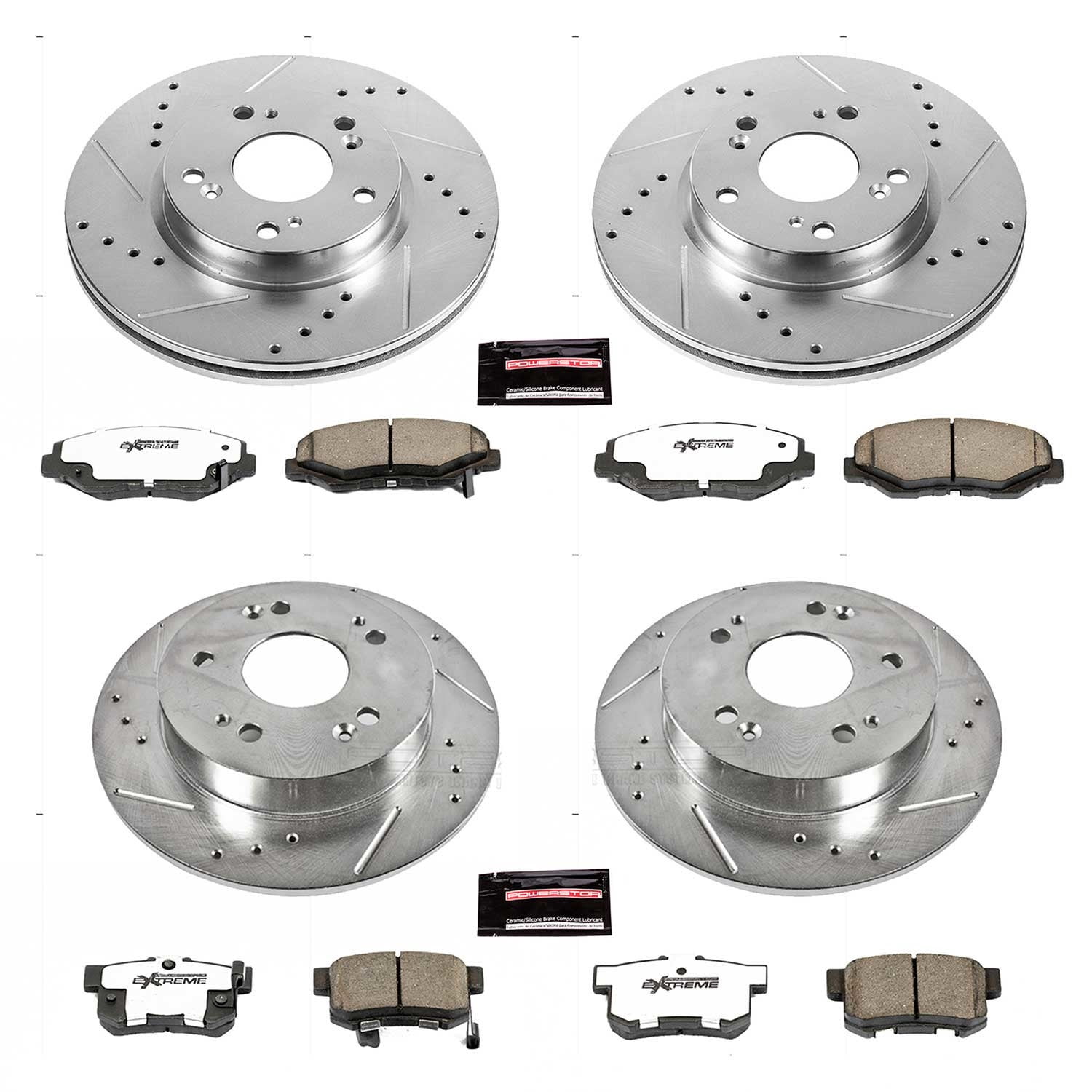 PowerStop Front and Rear Z26 Street Warrior Carbon-Fiber Ceramic Brake Pad and Drilled and Slotted Rotor Kit Fits: ACURA Select Models K6942-26