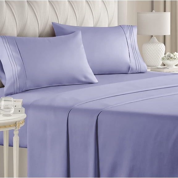 CGK Linens 4-Piece Ultra Soft & Comfy Hotel Luxury Sheet Set - Queen Size Cooling Bed Sheet Fits 8"-16" Mattresses, Lavender