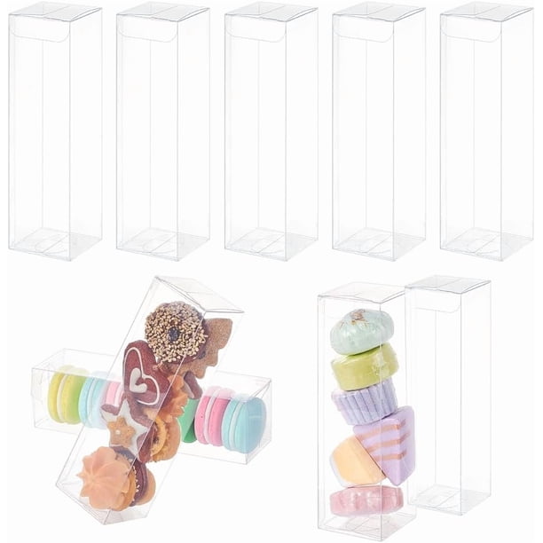 20 cajas de regalo transparentes de PVC de 5 x 5 x 18 cm para bodas, rectangulares, para regalos.