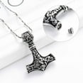 thumbnail image 3 of Cremation Jewelry for Ashes Norse Viking Thor's Hammer Talisman Necklace, Vintage Jewelry Nordic Viking Vegvisir Mjolnir Celtic Knot Urn Necklace Memorial Pendant for Ashes Holder Keepsake Jewelry, 3 of 5