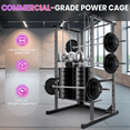 thumbnail image 3 of 1.8mm Thickened Steel Power Cage, 1200 LBS Sturdy Power Rack, 14-Setting Squat Rack for Versatile Workouts including Bench Press, Squat, Pull-Ups, Great for Garage Gyms, Apartment Gyms, Community F, 3 of 6