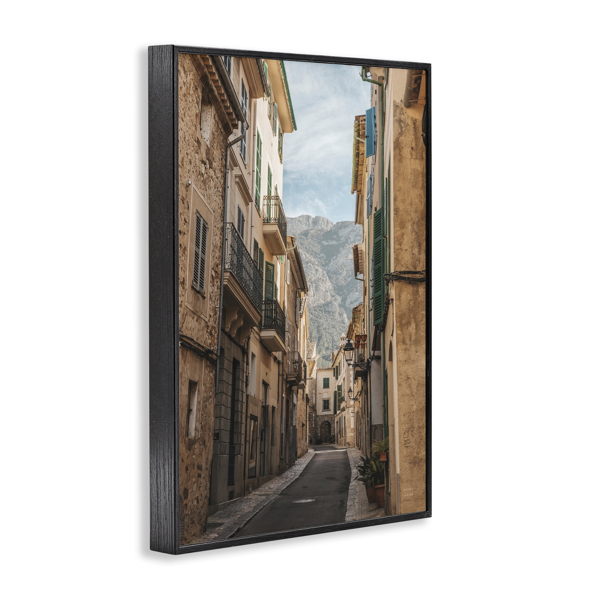 Stupell Industries Spanish Town Street Town & City Photography Black Framed Art Print Wall Art, 12 x 18