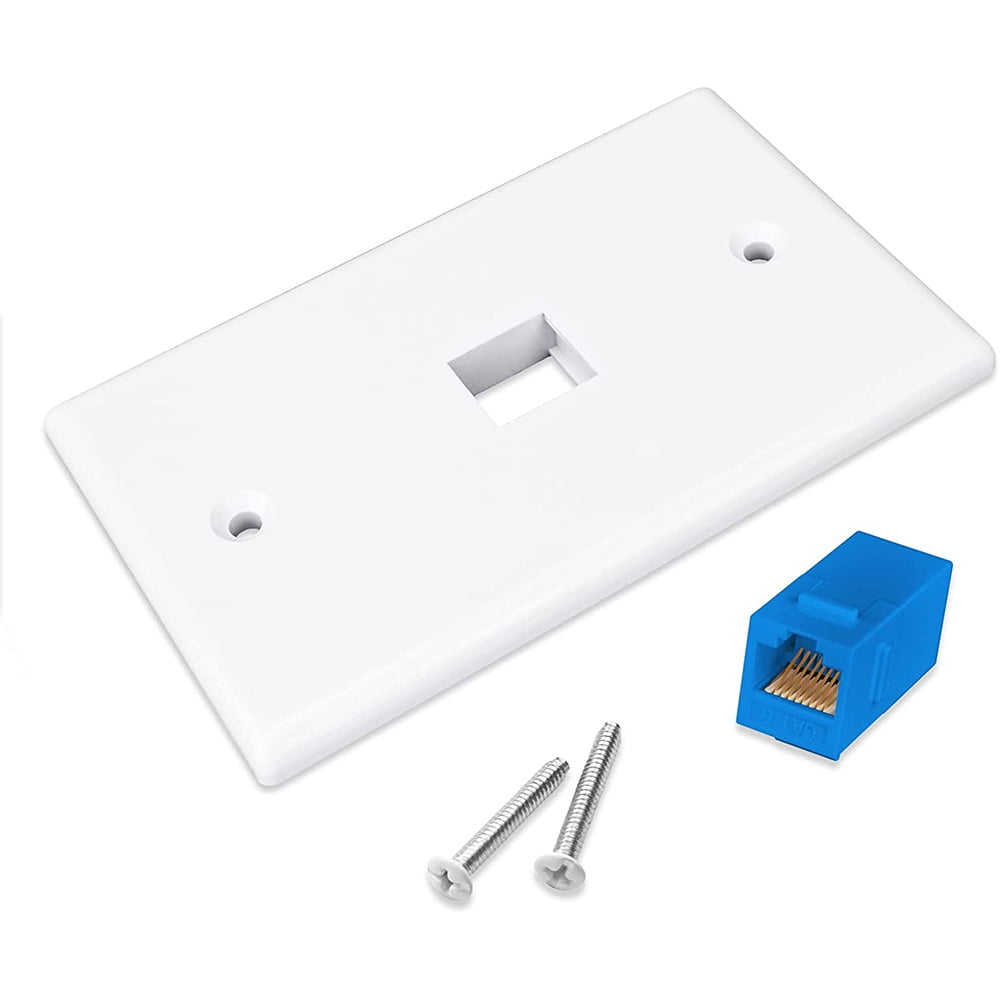 2-Pack 1 Port Ethernet Wall Plate, RJ45 Cat6 Female to Female Jack Inline Coupler Face Plates, 1-Port
