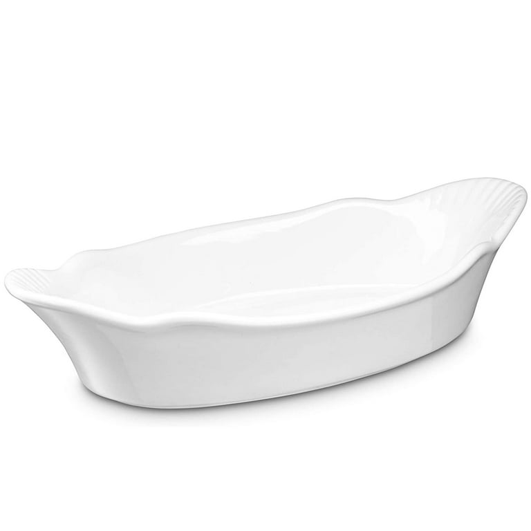 Foraineam 4 Pack 15 oz White Porcelain Oval Baking Dishes, 8.8 x 5.5 x 1.8  Inch Au Gratin Pans Small Table Serving Dish, Lasagna Pan Crème Brulee