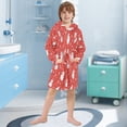 thumbnail image 5 of FORMRS Niños Bathrobe Unisex Hooded Robe Soft Plush Pajamas Sleepwear, Size 10-12T, Red Snowman, 5 of 7