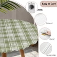 thumbnail image 3 of Sage Green Plaid Round Tablecloth for 55-60 Inch Tables, Fitted Table Cover with Elastic Edge, Modern Art Checkered Farmhouse Waterproof Outdoor Table Cloth Protector for Patio Garden Dinner Picnic, 3 of 9