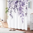 thumbnail image 3 of Purple Eucalyptus Shower Curtain - Watercolor Plant Leaves Floral Fabric Shower Curtain Set with Plastic Hooks, Water Resistant, Natural Botanical Spring Cloth Shower Curtains for Bathroom, 72x72, 3 of 6