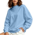 thumbnail image 4 of Jovrlynd Mock Neck Sweatshirt for Women Oversized Long Sleeve Solid Soft Stretch Sweatshirts Casual Turtleneck Pullover, 4 of 9