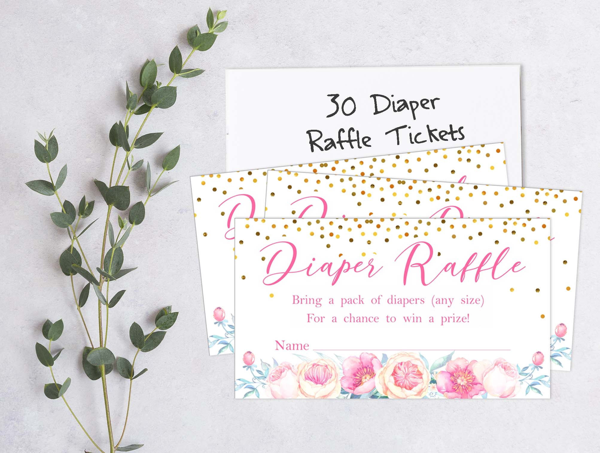 Inkdotpot 30Gender Reveal Baby ShowerDiaper Raffle Ticket Lottery Insert Cards Supplies Games For Baby Shower Party Bring A Pack Of Diapers To Win Favors Gifts And Prizes
