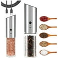 thumbnail image 1 of HomChum UElectric Salt and Pepper Grinder Set of 2 - Automatic USB Rechargeable Mills - Adjustable Ceramic Grind for Peppercorn, Silver, 1 of 8
