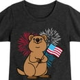 thumbnail image 3 of Instant Message - Quokka with American Flag & Fireworks - Toddler & Youth Girls Short Sleeve Graphic T-Shirt, 3 of 6