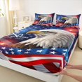 thumbnail image 4 of Manfei Usa Flag Eagle Queen Sheets,250 Years Anniversary Fireworks Queen Sheet Sets,4 Pieces,1 Flat Sheet, 1 Fitted Sheet and 2 Pillowcases, 4 of 6