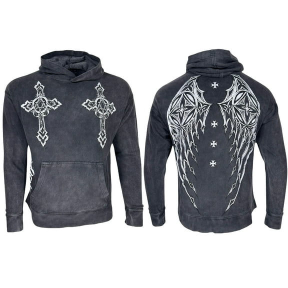 Archaic By Affliction Unisex Oversized Boxy Pullover Hoodie Stone Ranger