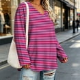 thumbnail image 5 of RongHuan Striped Shirt Womens Plus Size V Neck T-Shirt Loose Fit Long Sleeve Tops Casual Blouses Daily Wear, 5 of 7