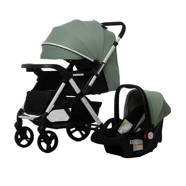 Carriola Plegable Con Portabebé Ultra Premium AOKU Verde