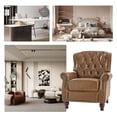 thumbnail image 3 of Traditional Genuine Leather Push Back Wingback Recliner Chair Tufted with Nailhead Trims and Solid Wood Legs for Living Room Camel, 3 of 8
