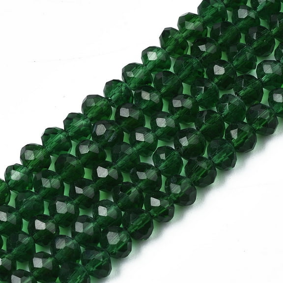 Glass Beads Strands Faceted Rondelle Dark Green 2.9~3.3x2mm Hole: 0.8mm about 145~150pcs/strand 34~35cm