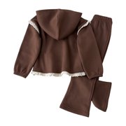 EnJoCho Girls Hoodie Sweatpants Set - Soli𝖽 Color Long Sleeve Fleece 2 Piece Outfit for Boys Kids Youth, Cozy Fall Winter Casual Jogger Tracksuit for School or Play