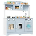 thumbnail image 4 of Hiphuta Kids Play Kitchen, Wooden Kids Kitchen Playset with Plenty of Play Features, Chef Pretend Play Set for Boys and Girls Ages 3-10, Toys Kitchen with 11 Pcs Accessories for Kids, Blue, 4 of 7