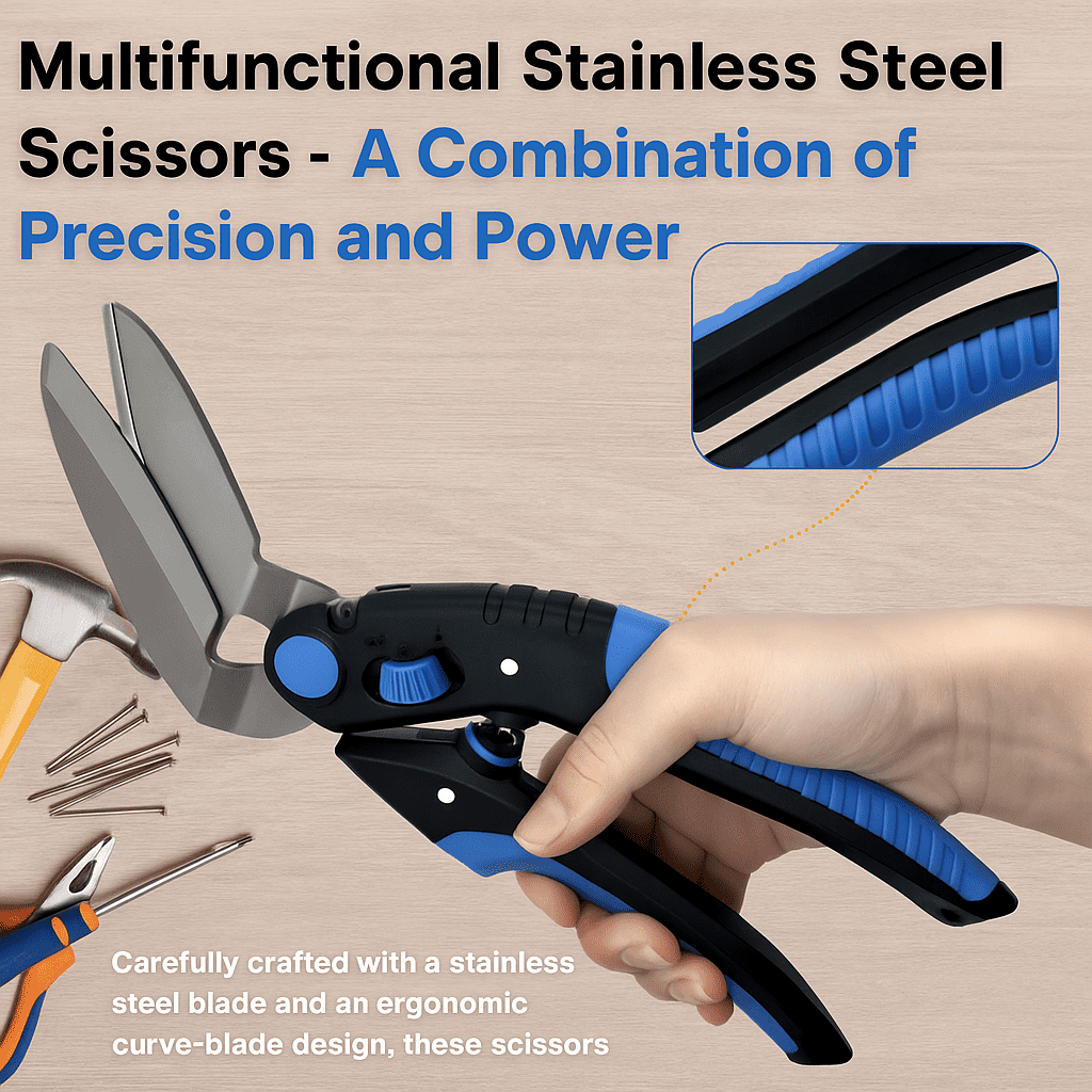 Generic Multipurpose Heavy Duty Stainless Steel Serrated Utility Industrial Shears, 10 Inch, 1 Count