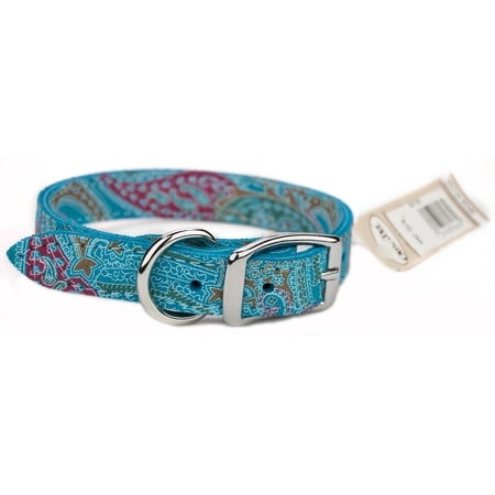 UPC: 0024764604335 | Omni Pet – Turquoise Paisley Leather Dog Collar – 16X3.4