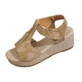 thumbnail image 3 of Women Shoes Wide Width Sandals for Women Faux Leather Peep Toe Platform Wedge Sandals Front Zipper Adjustable Hook Loop Back Strap Comfort Trendy Summer Casual Dress Sandals for Women Large Size, 3 of 10