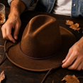thumbnail image 6 of Halloween Classic Western Wide Brim Felt Cowboy Hat, Halloween Costume Accessory, Versatile Headwear for Western Themed Party, Role Play and Festive Gathering A, 6 of 9