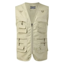 Men's Outdoor Multi-Pocket Fishing Vest - Polyester Mountaineering Photography Gear, Solid Color - XL-XXXXXL for Spring/Summer Adventures