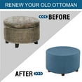 thumbnail image 6 of Round Ottoman Cover, Footstool Protector Covers Stretch Ottoman Slipcovers Plaid Storage Ottoman Slipcover Removable Washable for Dogs -Teal-Medium, 6 of 7