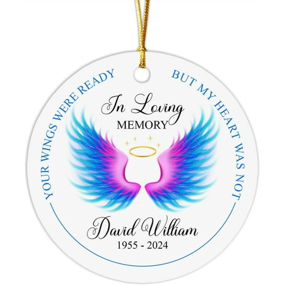 in Loving Memory Ornament Christmas 2025, Your Wings were Ready But My Heart was Not Ornament, Personalized Name Sympathy Ornament for Loss of Loved One Wings Heaven Ornament Xmas zaP8XS