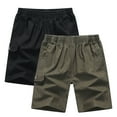 thumbnail image 3 of Pink Season Mid-rise Elastic Waistband Pockets Men Shorts Mid-aged Father Casual Wide Leg Shorts, 3 of 8