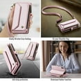 thumbnail image 5 of for iPhone X/XS Full Body Protection Wallet Folio Flip Case, Shoulder Strap & Wristlet Card Slots Zipper Pocket RFID Blocking Rugged Durable PU Leather Phone Case Cover, Pink, 5 of 10