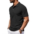 thumbnail image 5 of SGMVNU Men's Short Sleeve Polo Shirts, Solid Color V Neck Collared Golf Tee, Casual Slim Fit Breathable Summer T Shirts for Daily Work Outdoor Black M, 5 of 7