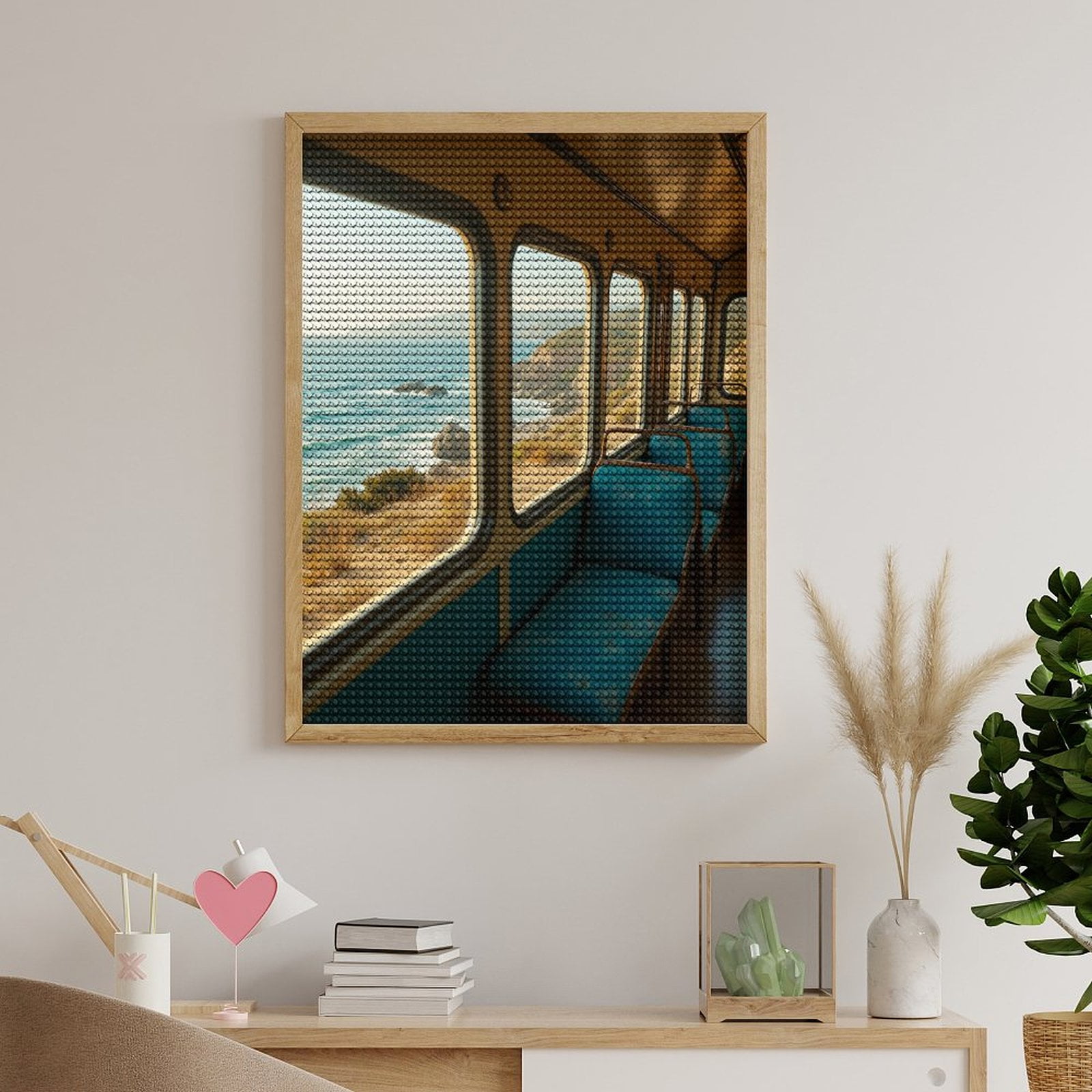 Diamond Art Kits for Adults, Train Coastal Scenic View 5D Diamond Painting Kits for Adults Beginners, DIY Full Drill Diamond Painting, Gem Art and Crafts 12x16