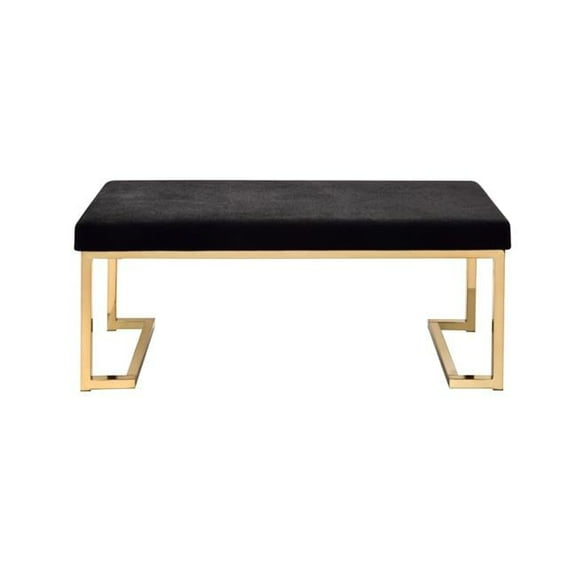 18 x 40 x 16 in. Black Fabric & Champagne Bench