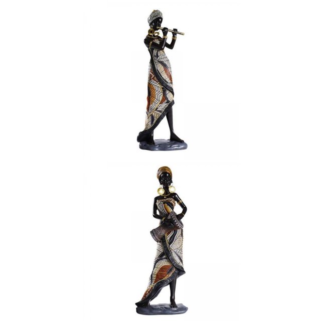 1 Juego de exquisitas figuritas africanas para mujer, estatua Tribal femenina, adornos exóticos, estantería de escritorio, decoración para sala de estar y oficina Estilo B Estilo C Macarena escultura dama africana
