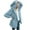 Sky Blue, variant on Honeeladyy Womens Winter Jacket Long Sleeve Solid Fuzzy Fleece Open Front Hooded Cardigans Coats Outerwear with Pocket Blue XXL